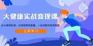 大健康实战变现课：从公域到私域，从短视频到直播，一站式解决变现难题-天娱网创