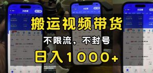 “小白必看”搬运视频带货玩法，不限流，不封号，纯自然流，日入1k-天娱网创
