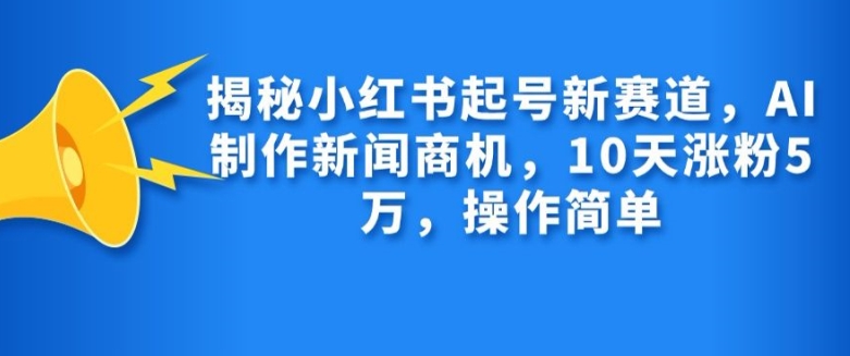 揭秘小红书起号新赛道，AI制作新闻商机，10天涨粉1万，操作简单-天娱网创