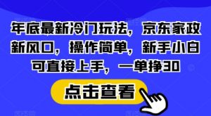 年底最新冷门玩法，京东家政新风口，操作简单，新手小白可直接上手，一单挣30【揭秘】-天娱网创