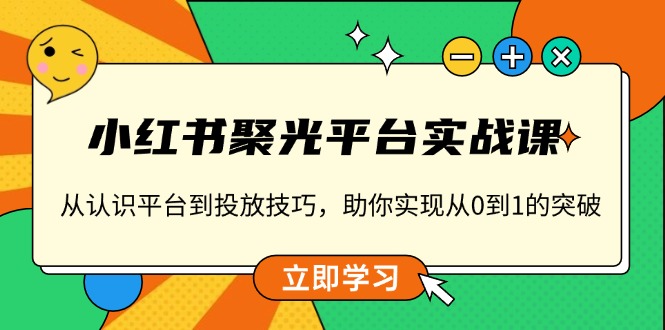 小红书 聚光平台实战课,从认识平台到投放技巧,助你实现从0到1的突破-天娱网创