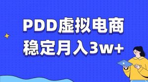 PDD虚拟电商教程，稳定月入3w+，最适合普通人的电商项目-天娱网创