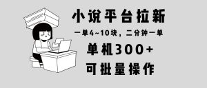 小说平台拉新，单机300+，两分钟一单4~10块，操作简单可批量。-天娱网创