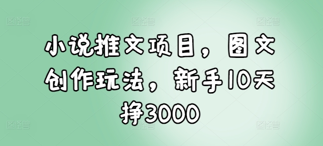 小说推文项目，图文创作玩法，新手10天挣3000-天娱网创