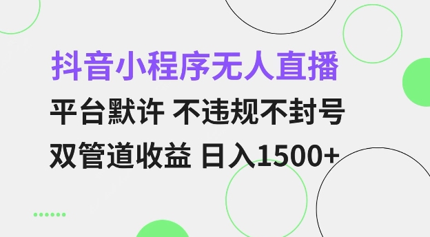 抖音小程序无人直播 平台默许 不违规不封号 双管道收益 日入多张 小白也能轻松操作【仅揭秘】-天娱网创