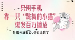 只用手机靠一只“跳舞的小猫”爆发百万播放，狂撸分成收益，保姆级教学-天娱网创