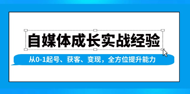 自媒体成长实战经验,从0-1起号、获客、变现,全方位提升能力-天娱网创