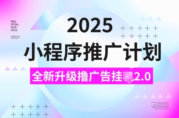 2025小程序推广计划,撸广告挂JI3.0玩法,日均5张【揭秘】-天娱网创