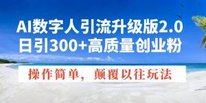 AI数字人引流升级版2.0，日引300+高质量创业粉，操作简单，颠覆以往玩法-天娱网创