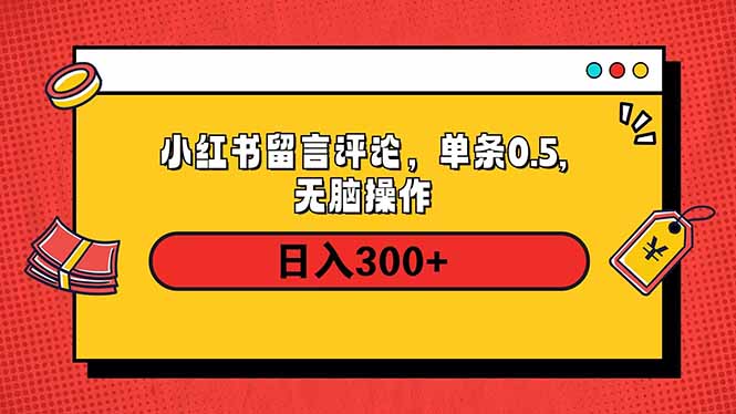 小红书评论单条0.5元，日入300＋，无上限，详细操作流程-天娱网创