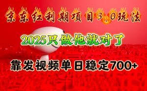 京东红利项目3.0玩法,2025只做他就对了,靠发视频单日稳定700+-天娱网创