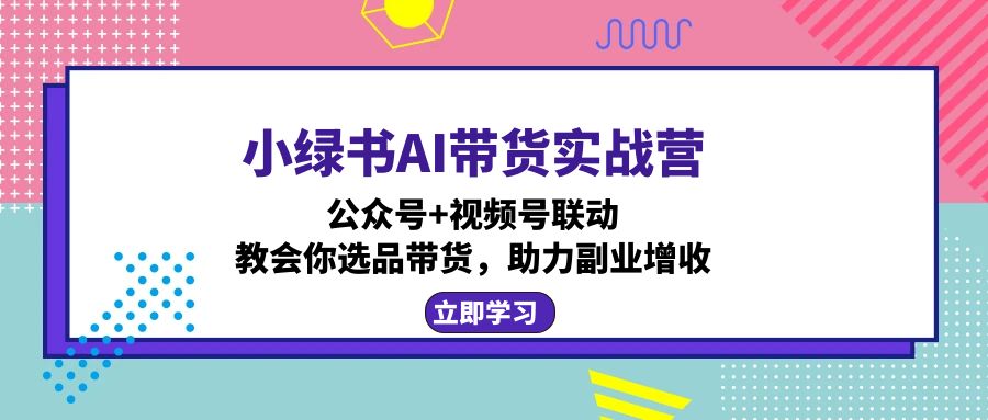 小绿书AI带货实战营：公众号+视频号联动，教会你选品带货，助力副业增收-天娱网创