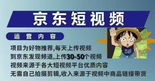 京东短视频带货课,无需自己拍摄剪辑,保姆式教学,两天快速上手-天娱网创