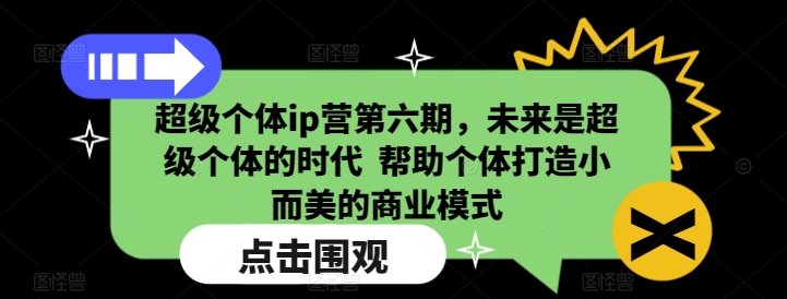 超级个体ip营第六期，未来是超级个体的时代  帮助个体打造小而美的商业模式-天娱网创