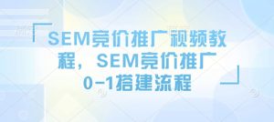 SEM竞价推广视频教程，SEM竞价推广0-1搭建流程-天娱网创