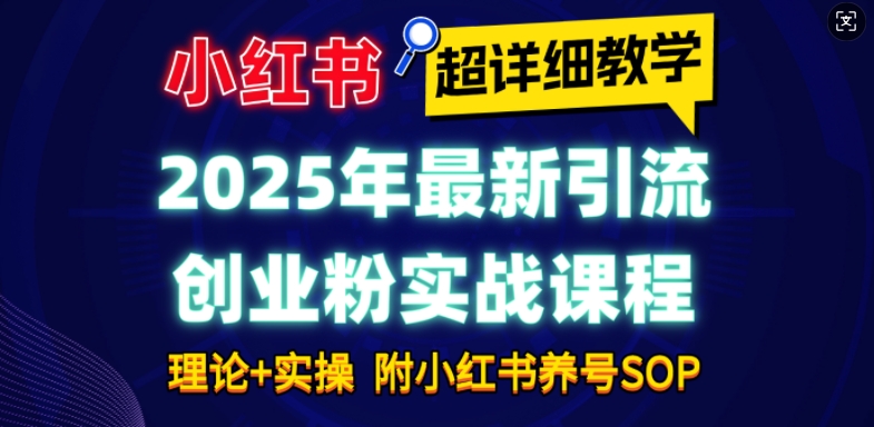 2025年最新小红书引流创业粉实战课程【超详细教学】小白轻松上手，月入1W+，附小红书养号SOP-天娱网创