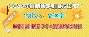 2025年最新独家引流方法，低投入高回报？当日引流300+精准创业粉-天娱网创