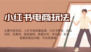 小红书电商玩法：带货/选品/找素材/裂变/数据分析/供应商/发货/售后/开店思维等-天娱网创