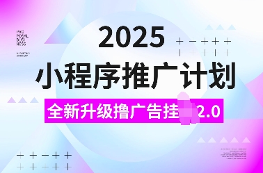 2025小程序推广计划，全新升级撸广告挂JI2.0玩法，日入多张，小白可做【揭秘】-天娱网创