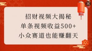 招财视频大揭秘：单条视频收益500+，小众赛道也能挣翻天!-天娱网创