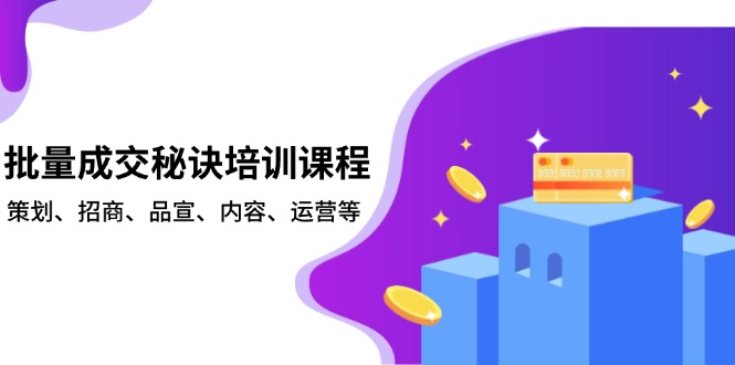 批量成交秘诀培训课程，策划、招商、品宣、内容、运营等-天娱网创