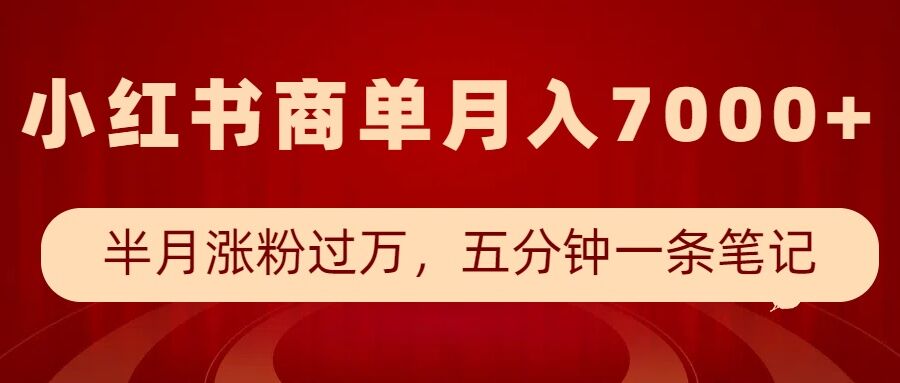 小红书商单最新玩法，半个月涨粉过万，五分钟一条笔记，月入7000+-天娱网创