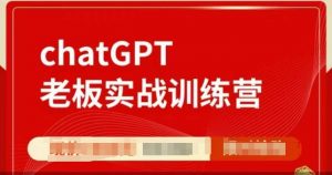 ChatGPT老板实战训练营，用GPT带飞，一人顶一个团队-天娱网创