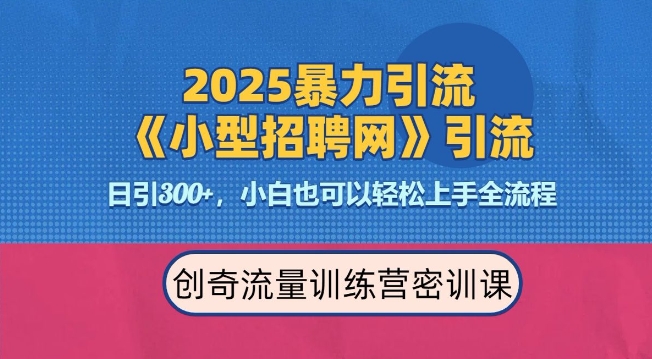 2025最新暴力引流方法，招聘平台一天引流300+，日变现多张，专业人士力荐-天娱网创