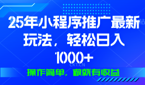 25年微信小程序推广最新玩法，轻松日入1000+，操作简单 做就有收益-天娱网创
