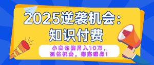 2025逆袭项目——知识付费，小白也能月入10万年入百万，抓住机会彻底翻...-天娱网创