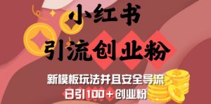 小红书引流创业粉，新模板玩法并且安全导流，日引100+创业粉-天娱网创