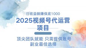 2025视频号代运营 日躺赚1000＋ 只需提供账号-天娱网创
