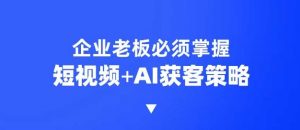 企业短视频AI获客霸屏流量课，6步短视频+AI突围法，3大霸屏抢客策略-天娱网创