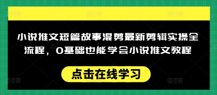 小说推文短篇故事混剪最新剪辑实操全流程，0基础也能学会小说推文教程，肯干多发日入多张-天娱网创