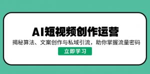 AI短视频创作运营，揭秘算法、文案创作与私域引流，助你掌握流量密码-天娱网创