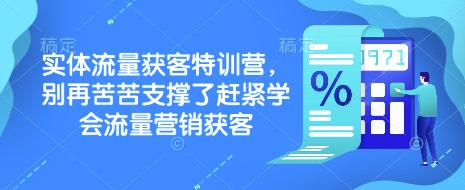 实体流量获客特训营,别再苦苦支撑了赶紧学会流量营销获客-天娱网创