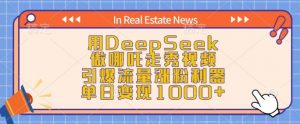 用DeepSeek做哪吒走秀视频，引爆流量涨粉利器，单日变现1k-天娱网创