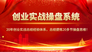 创业实战操盘系统，20年创业实战总结经验体系，总结提炼20多节操盘思维！-天娱网创