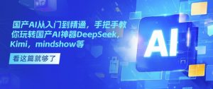 国产AI从入门到精通，手把手教你玩转国产AI神器DeepSeek，Kimi，mindshow等-天娱网创