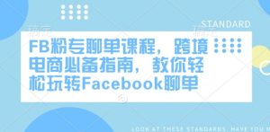 FB粉专聊单课程，跨境电商必备指南，教你轻松玩转Facebook聊单-天娱网创