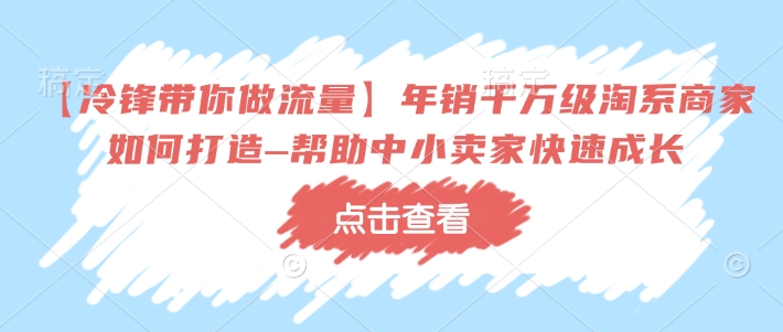 【冷锋带你做流量】年销千万级淘系商家如何打造–帮助中小卖家快速成长-天娱网创