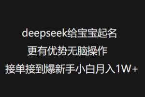 deepseek给宝宝起名更有优势无脑操作接单接到爆新手小白月入1W+-天娱网创