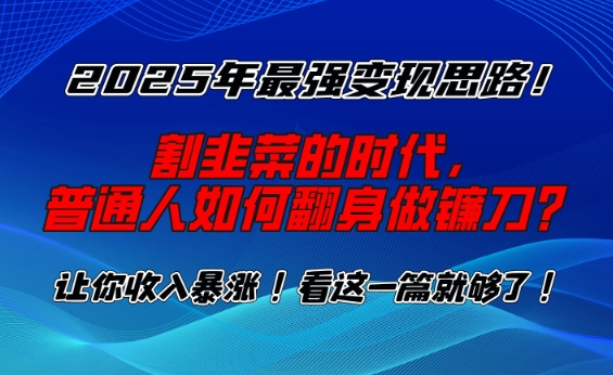 2025年最强变现思路，割韭菜的时代， 普通人如何翻身做镰刀？【揭秘】-天娱网创
