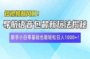 短视频新风口！导航语音包最新玩法揭秘，新手小白零基础也能轻松日入10...-天娱网创