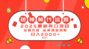 2025最新风口项目：短视频代运营日入2000＋-天娱网创
