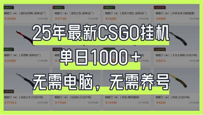 25年最新CSGO挂机系统，单日1000+，无需电脑，无需养号，0基础可上手-天娱网创
