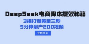 DeepSeek电商降本提效秘籍：3招打爆黄金三秒，5分钟量产200视频-天娱网创