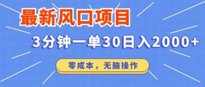 最新短剧项目操作，3分钟一单30。日入2000左右，零成本，无脑操作。-天娱网创