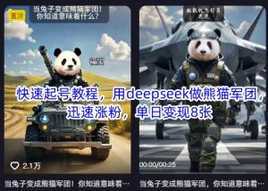 快速起号教程，用deepseek做熊猫军团，迅速涨粉，单日变现8张-天娱网创