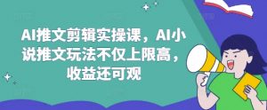 AI推文剪辑实操课，AI小说推文玩法不仅上限高，收益还可观-天娱网创